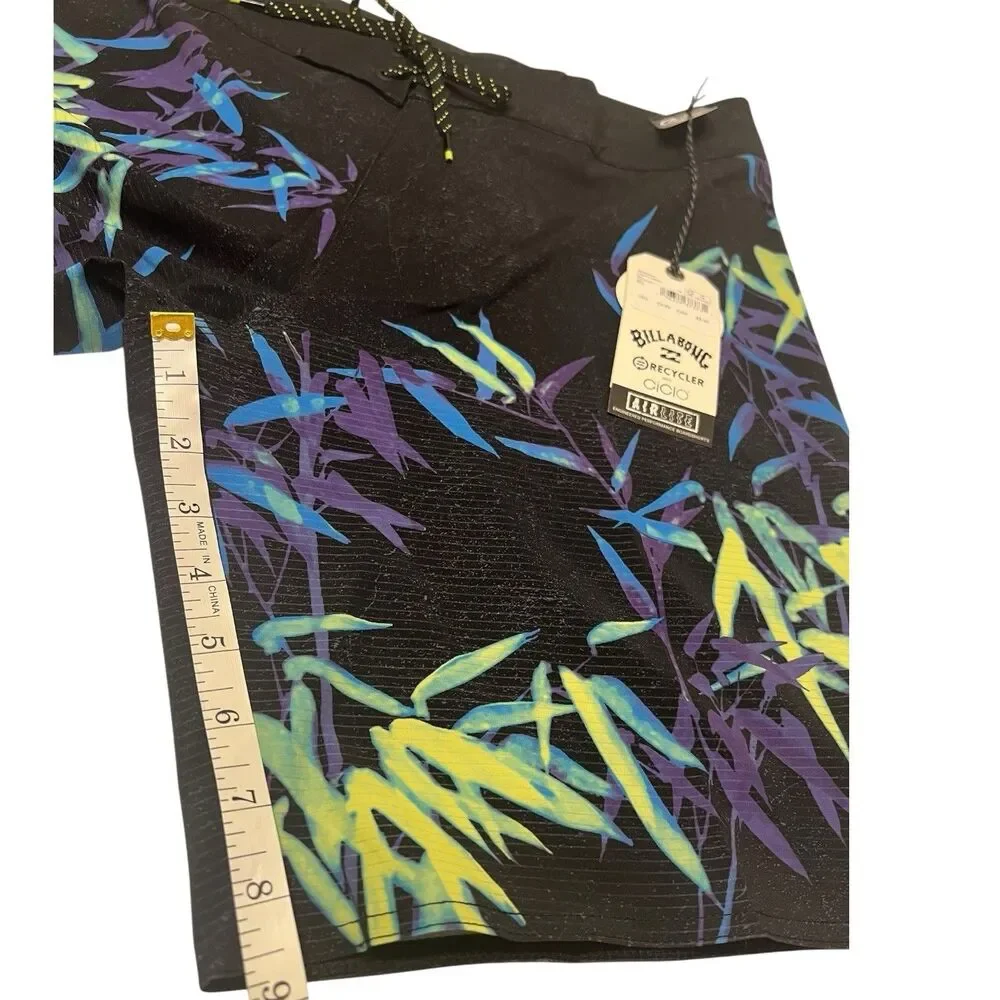 Billabong Boardshorts Slim 30 Black Bamboo Print Surf Core Spring Swim